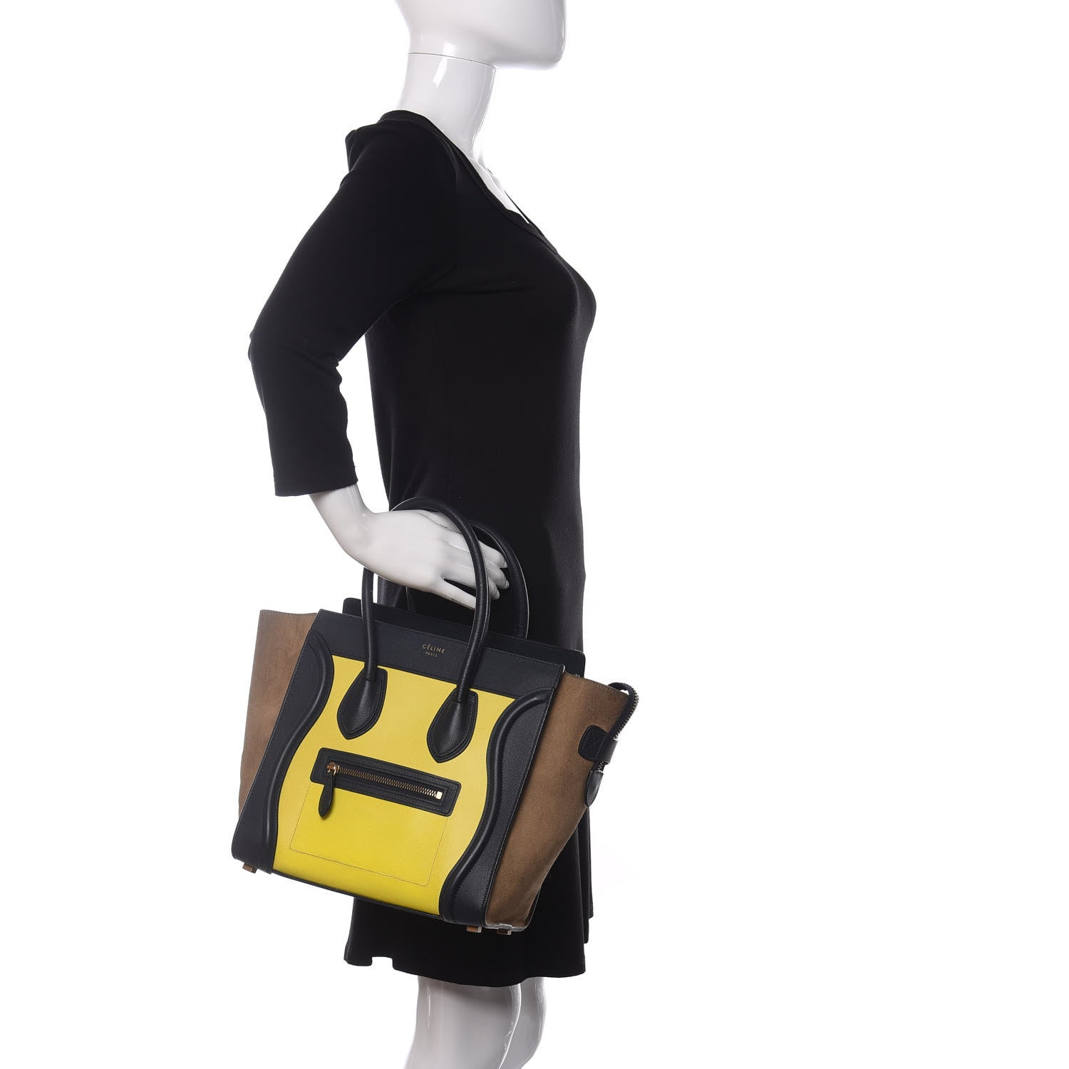 Celine Nubuck Grained Calfskin Micro Tri-Color Luggage Fluo Yellow 2 of 11