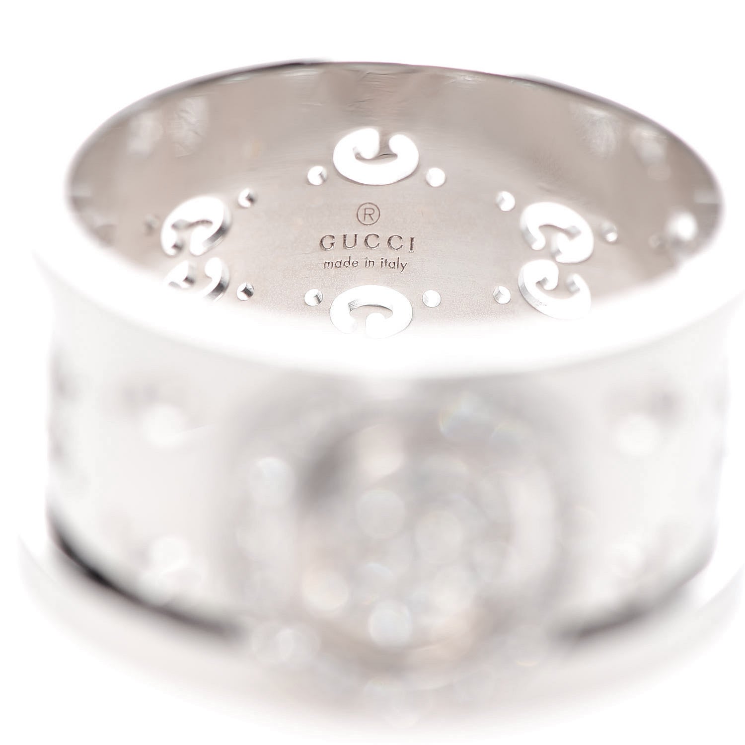 Gucci 18K White Gold Diamond 10mm Icon Twirl Band Ring 53 6.5 4 of 4