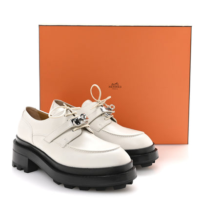 Hermes Glossed Calfskin First Derby 37 Beige Glaise 9 of 9