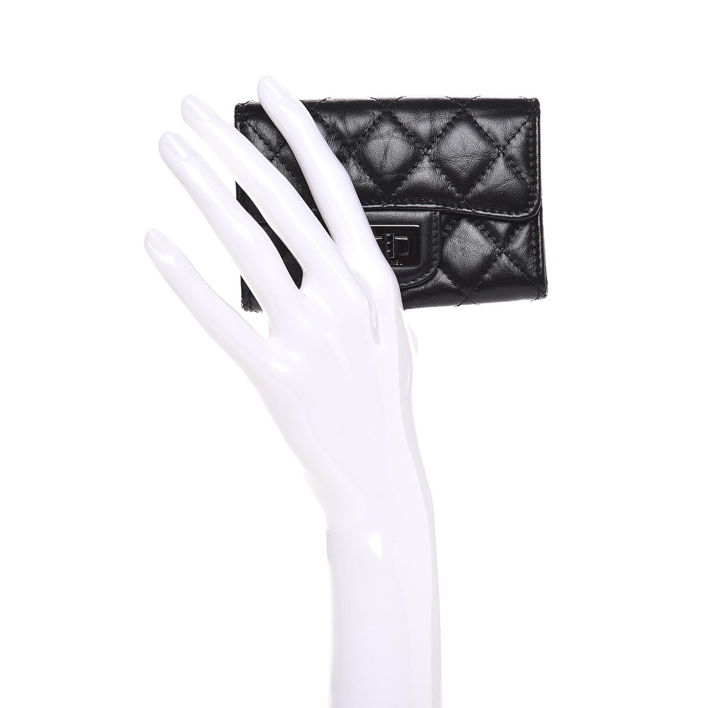 Aged Calfskin Quilted Reissue Flap Card Holder So Black