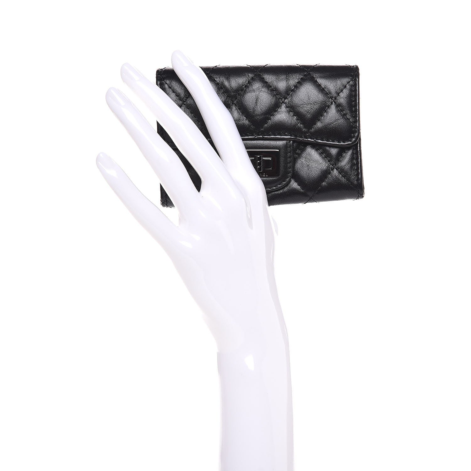 Chanel Aged Calfskin Quilted Reissue Flap Card Holder So Black 2 of 9