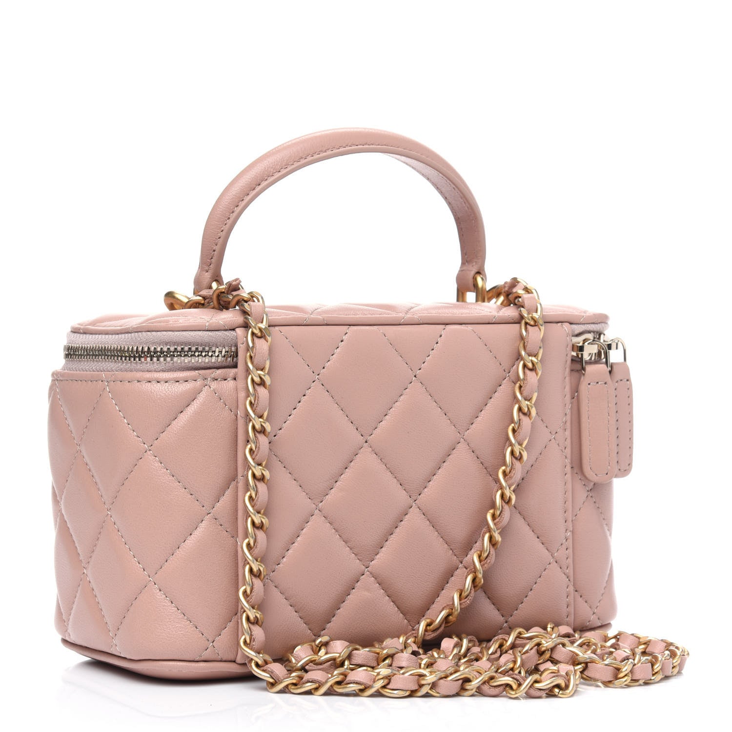Chanel Lambskin Quilted Small Top Handle Vanity Case With Chain Beige 2 of 4
