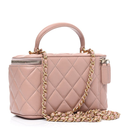 Chanel Lambskin Quilted Small Top Handle Vanity Case With Chain Beige 2 of 4