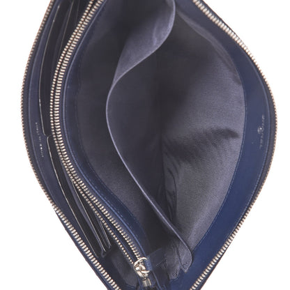 Chanel Caviar Chevron Quilted Large Zipped Clutch Navy 5 of 9