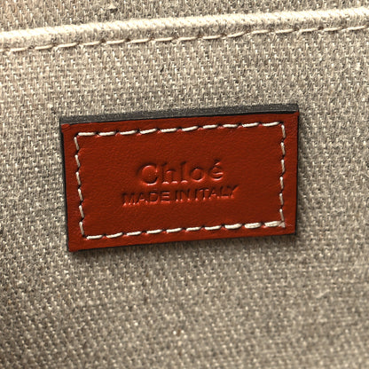 Chloe Cotton Calfskin Medium Woody Ribbon Tote White Brown 6 of 10