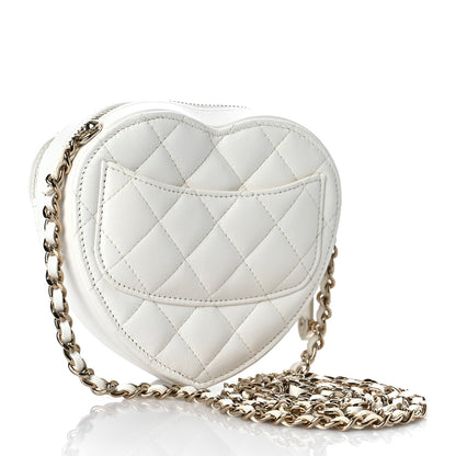 Chanel Lambskin Quilted CC In Love Heart Clutch With Chain White 3 of 9