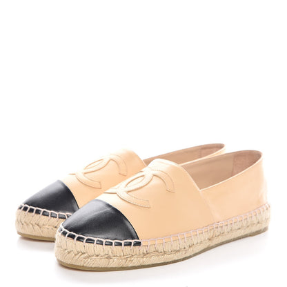 Chanel Lambskin CC Espadrilles 39 Beige Black 3 of 11