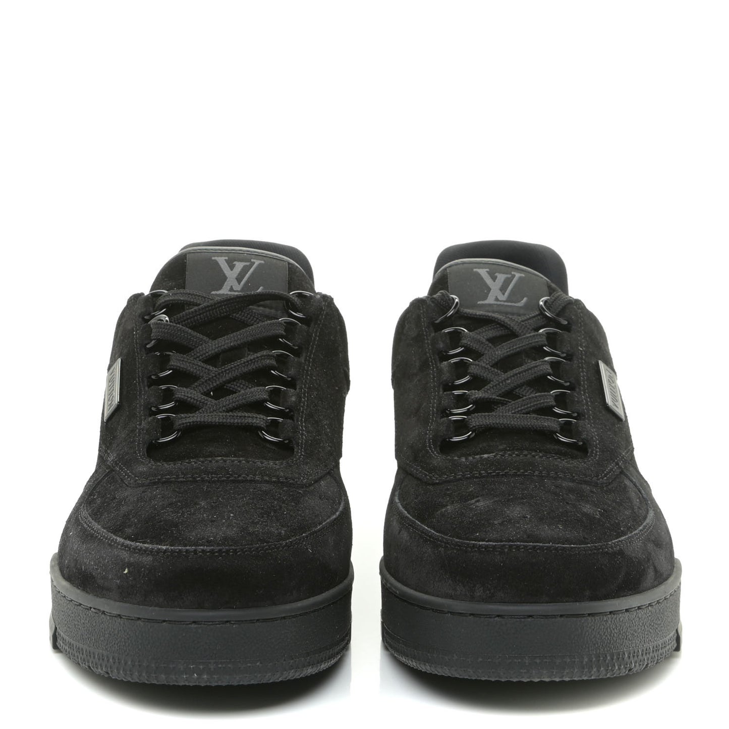 Suede Mens LV Trainer Sneakers 9 Black