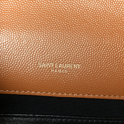 Saint Laurent Grain De Poudre Textured Mixed Matelasse Triquilt Medium Monogram Satchel Dark Natural 7 of 12