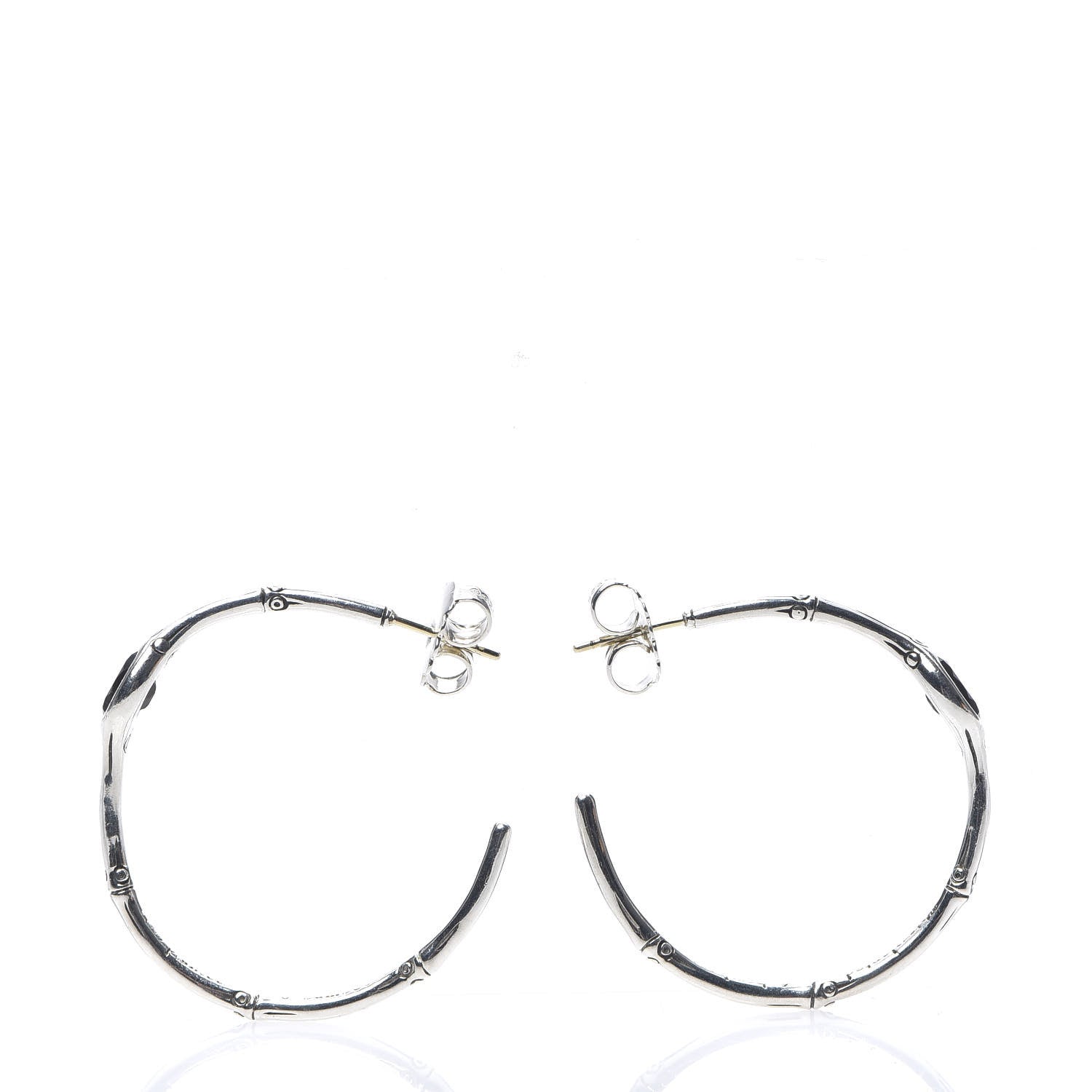 Louis Vuitton JOHN HARDY Sterling Silver Smoky Quartz Bamboo Hoop Earrings 2 of 8