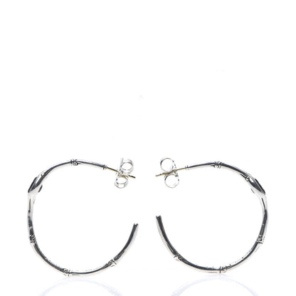 Louis Vuitton JOHN HARDY Sterling Silver Smoky Quartz Bamboo Hoop Earrings 2 of 8