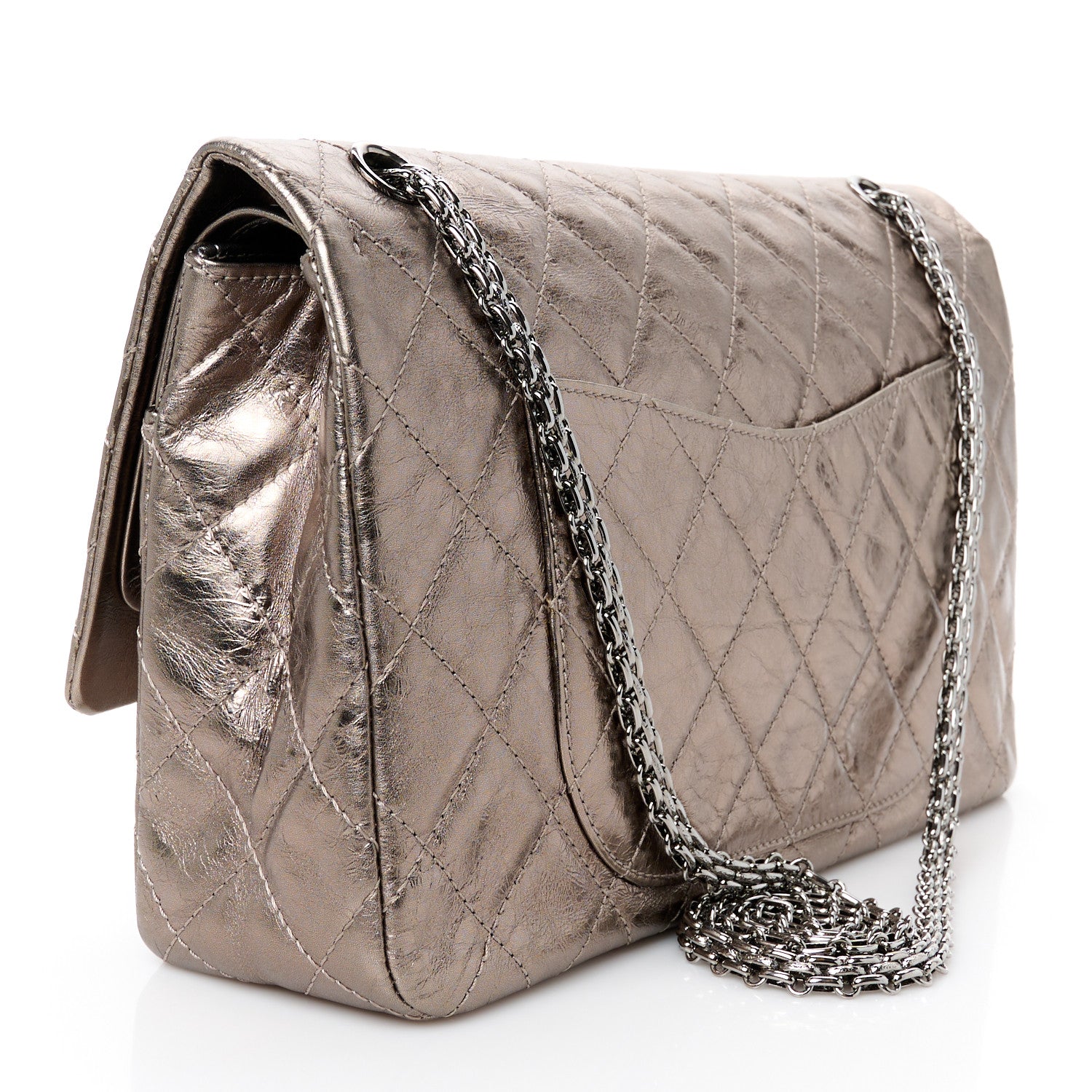 Chanel Metallic Aged Calfskin Quilted 2.55 Reissue 227 Flap Pewter 3 of 10