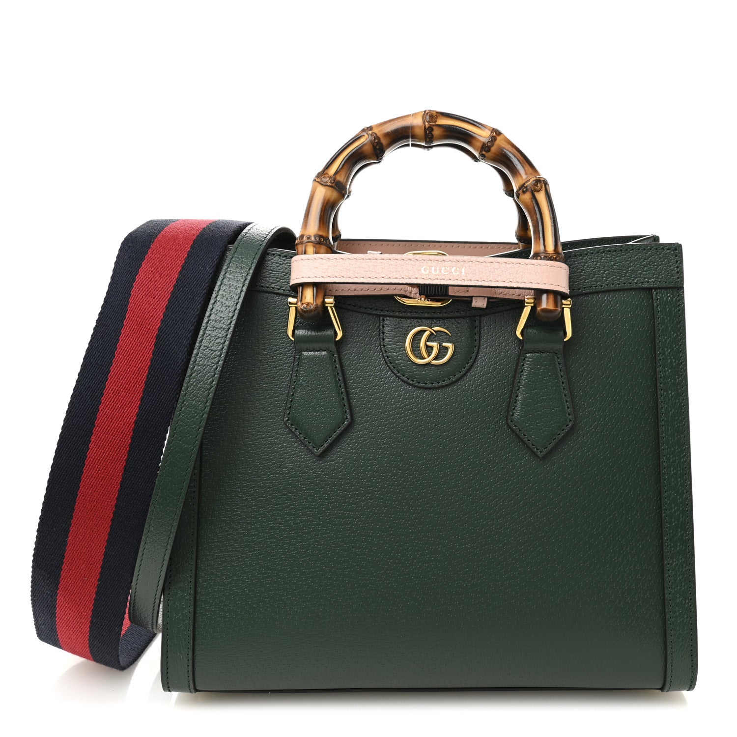 Gucci Wonka Grain Calfskin Small Diana Tote Bag Vintage Green Powder Pink 1 of 9