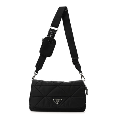 Prada Re-Nylon Quilted Padded Flap Shoulder Bag Black 1 of 11