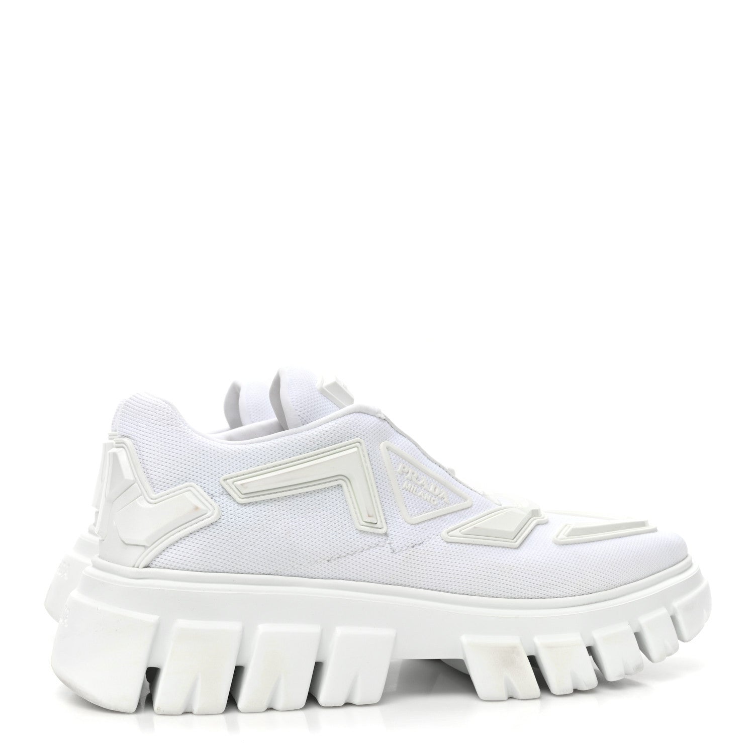 Prada Rubber Technical Knit Fabric Triangle Logo Evolution 55mm Sneakers 39 White 4 of 11
