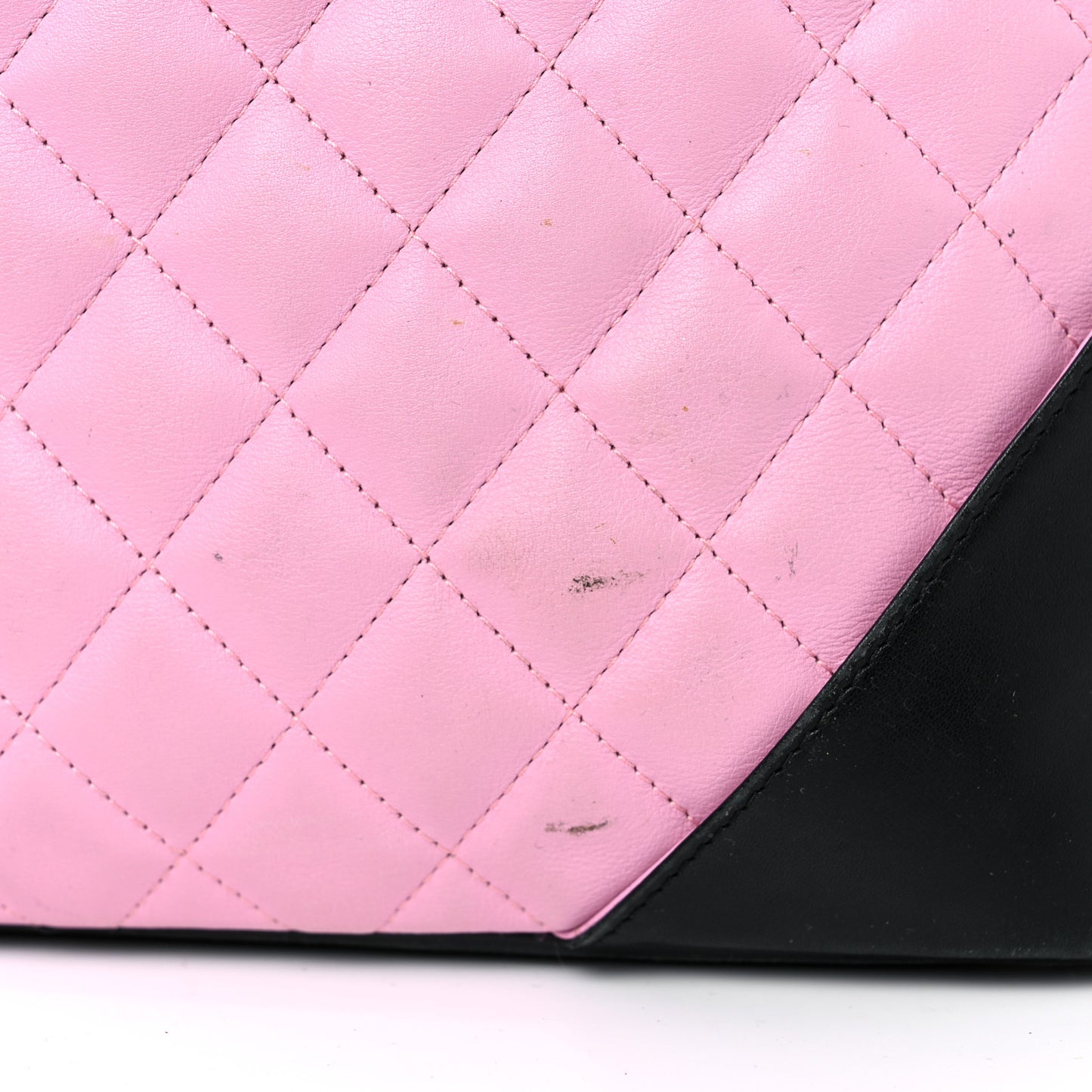 Calfskin Quilted Large Cambon Tote Pink Black