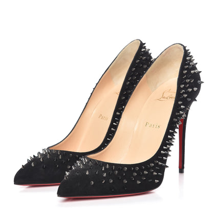 Christian Louboutin Veau Velours Studded Escarpic 100 Pumps 38.5 Black 3 of 7
