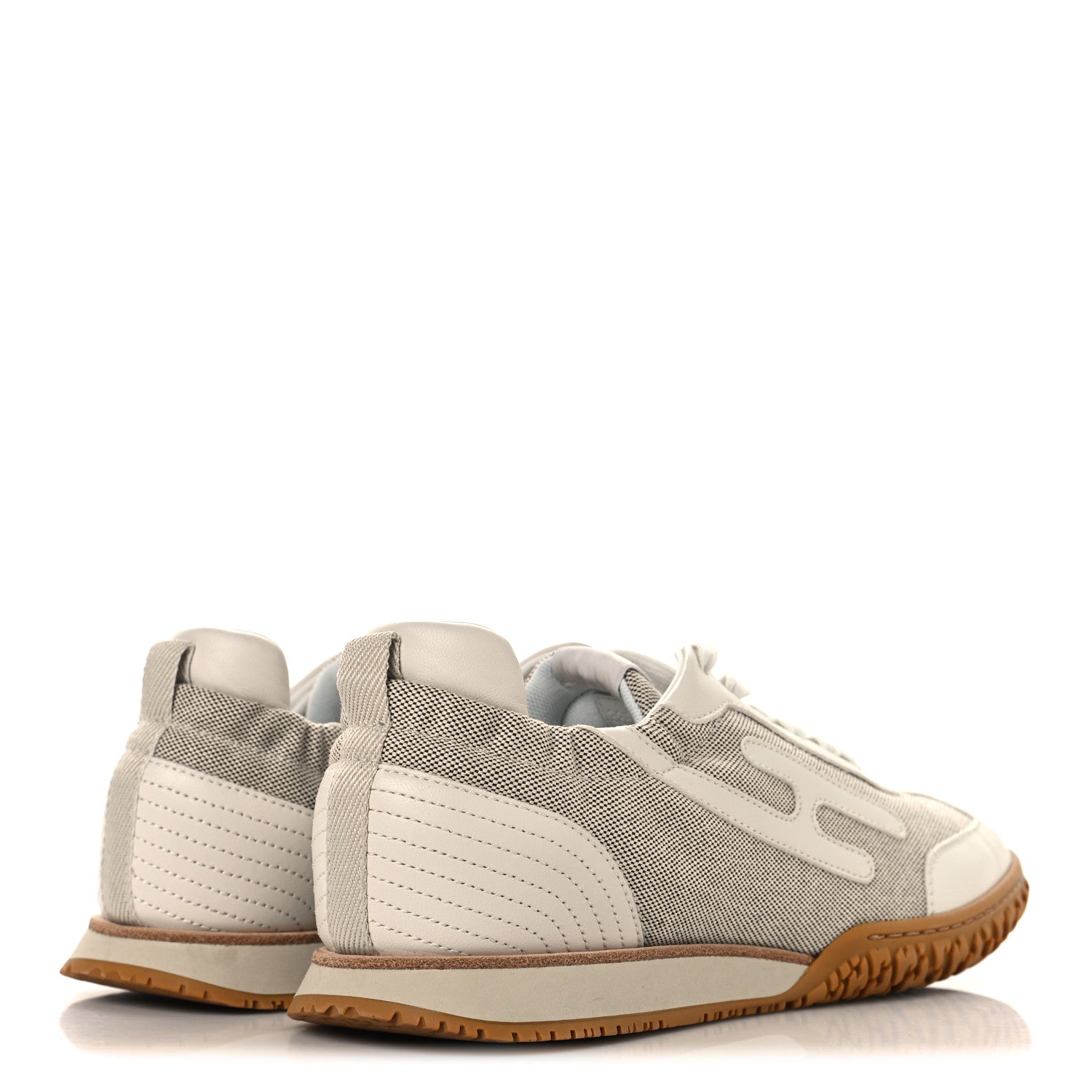 Hermes H Canvas Nappa Jet Sneakers 38.5 White Prunoir 5 of 9
