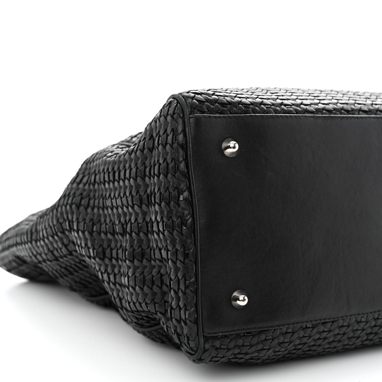 Lambskin Woven Large Lady Dior Shopping Tote Black
