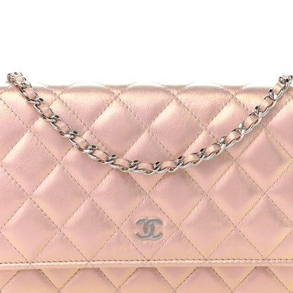 Chanel Iridescent Calfskin Quilted Wallet On Chain WOC Pink 9 of 13