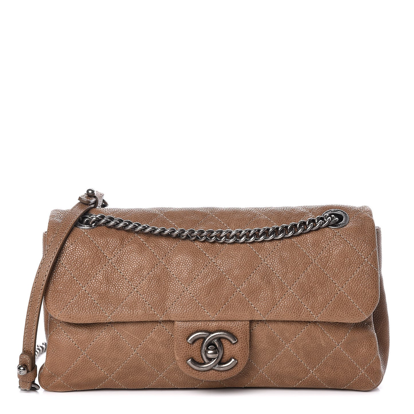 Caviar Quilted Medium Simply CC Flap Brown
