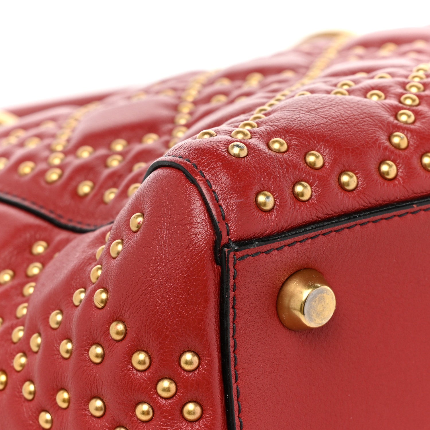 Christian Dior Calfskin Cannage Studded Medium Supple Lady Dior Red 10 of 15