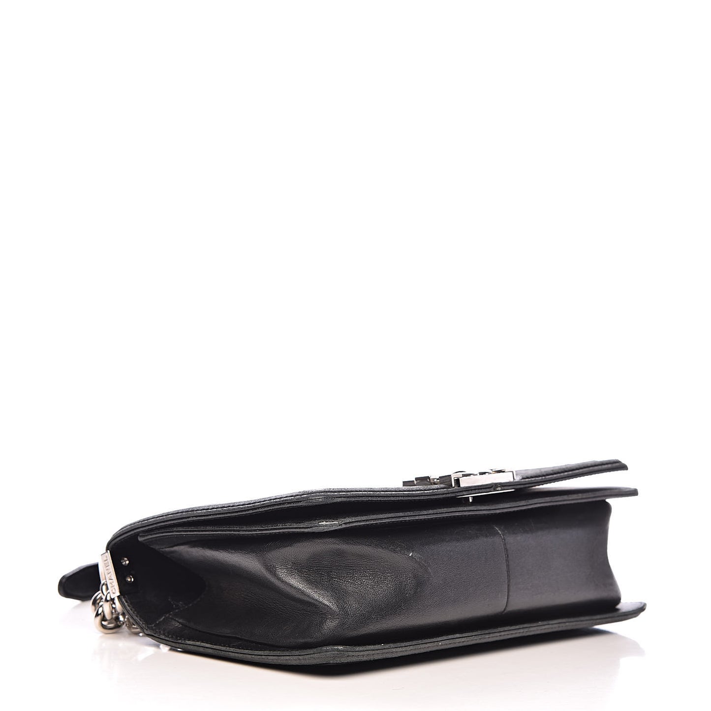 Lambskin Iridescent PVC Chevron Quilted Medium Boy Flap Black Silver