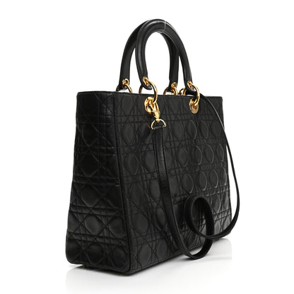 Christian Dior Lambskin Cannage Large Lady Dior Black 2 of 10