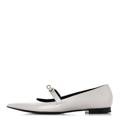 Hermes Calfskin Kelly Ballet Flat 37.5 Gris Clair 1 of 9