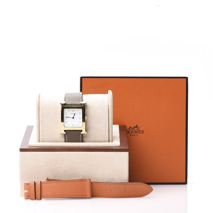 Hermes Stainless Steel Swift 26mm Heure H Hour Quartz Watch Etoupe 9 of 9