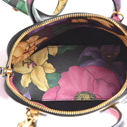 Balenciaga Smooth Calfskin Lush Floral Print XXS Ville Top Handle Bag Black Multicolor 4 of 10