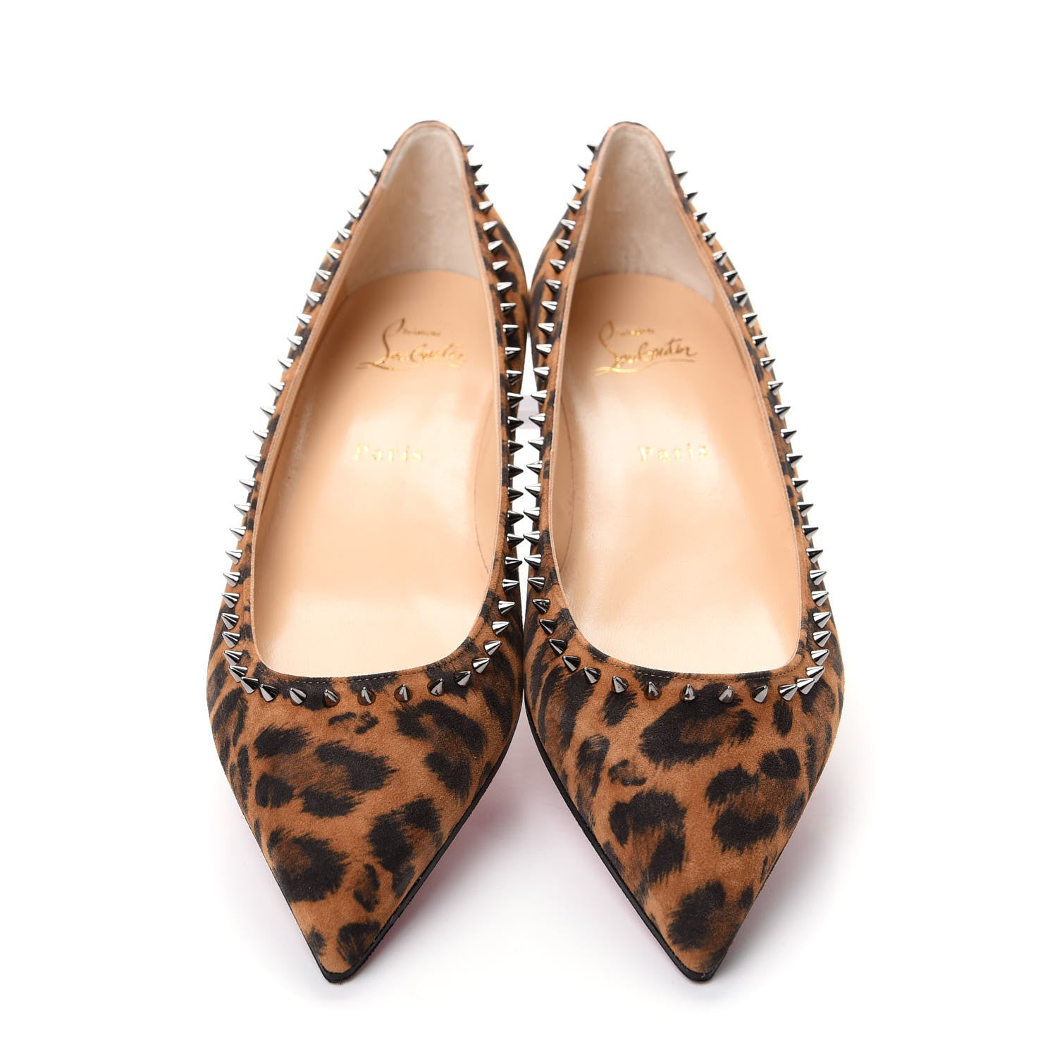 Christian Louboutin Veau Velours Anjalina Flats 39 Leo Gun Metal 5 of 10