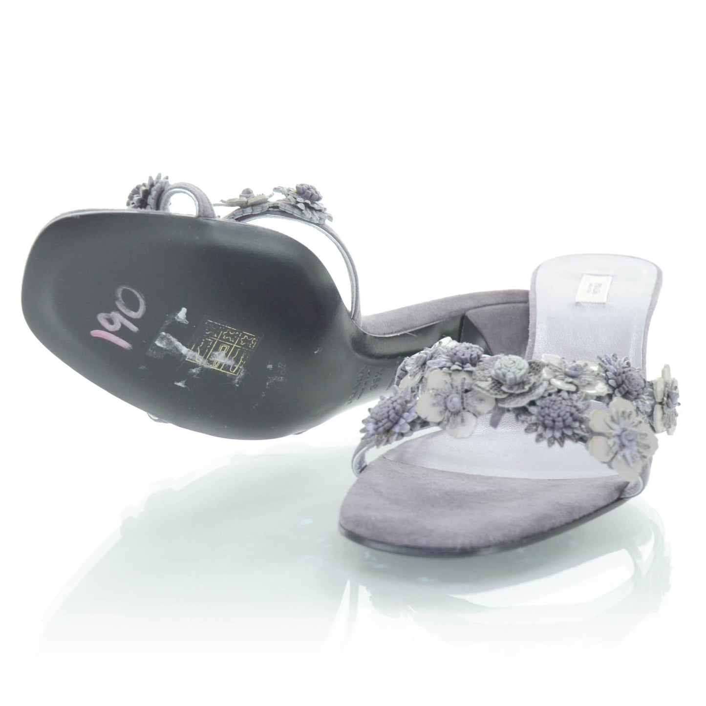 Suede Floral Pumps 39.5 Purple