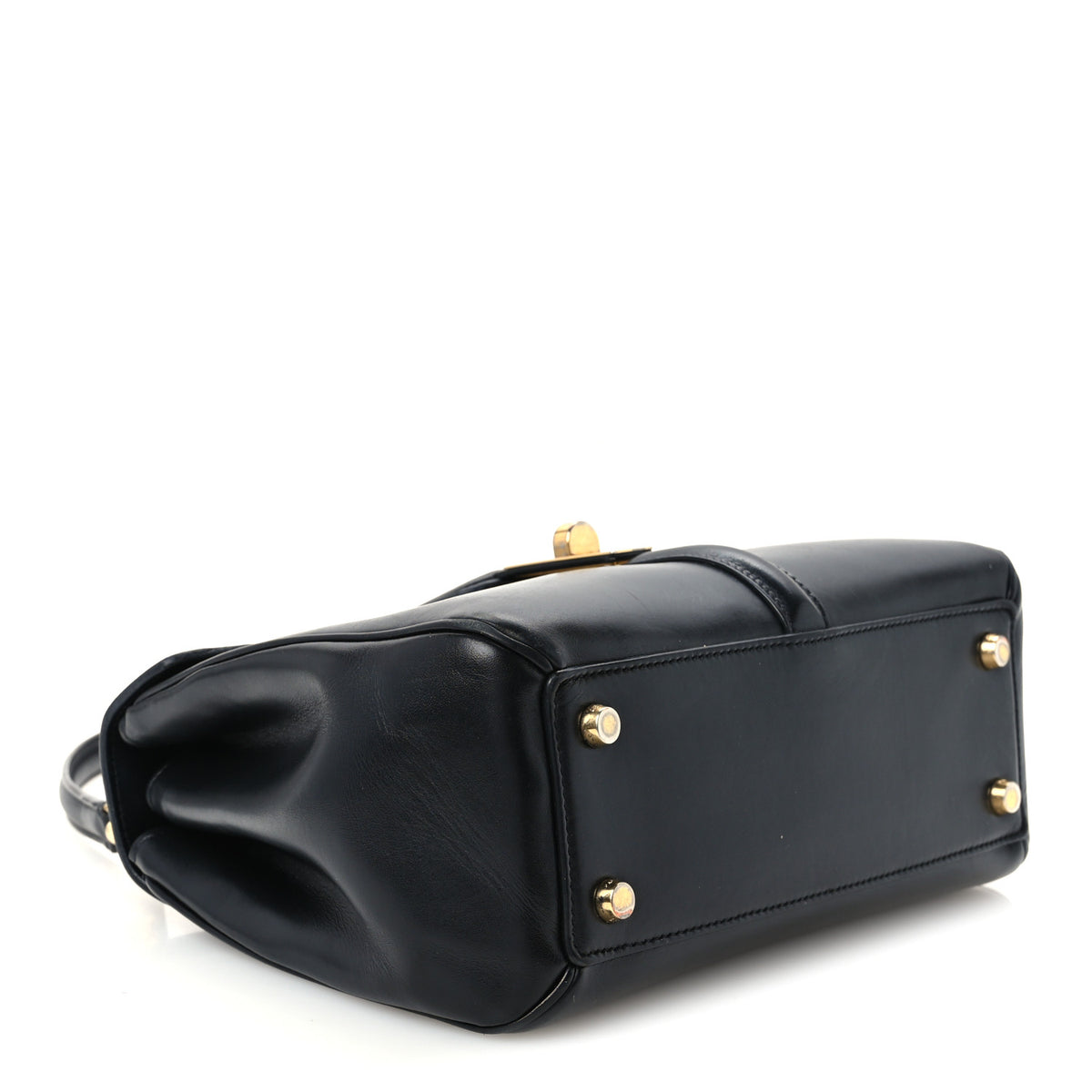 Satinated Calfskin Small 16 Top Handle Bag Black