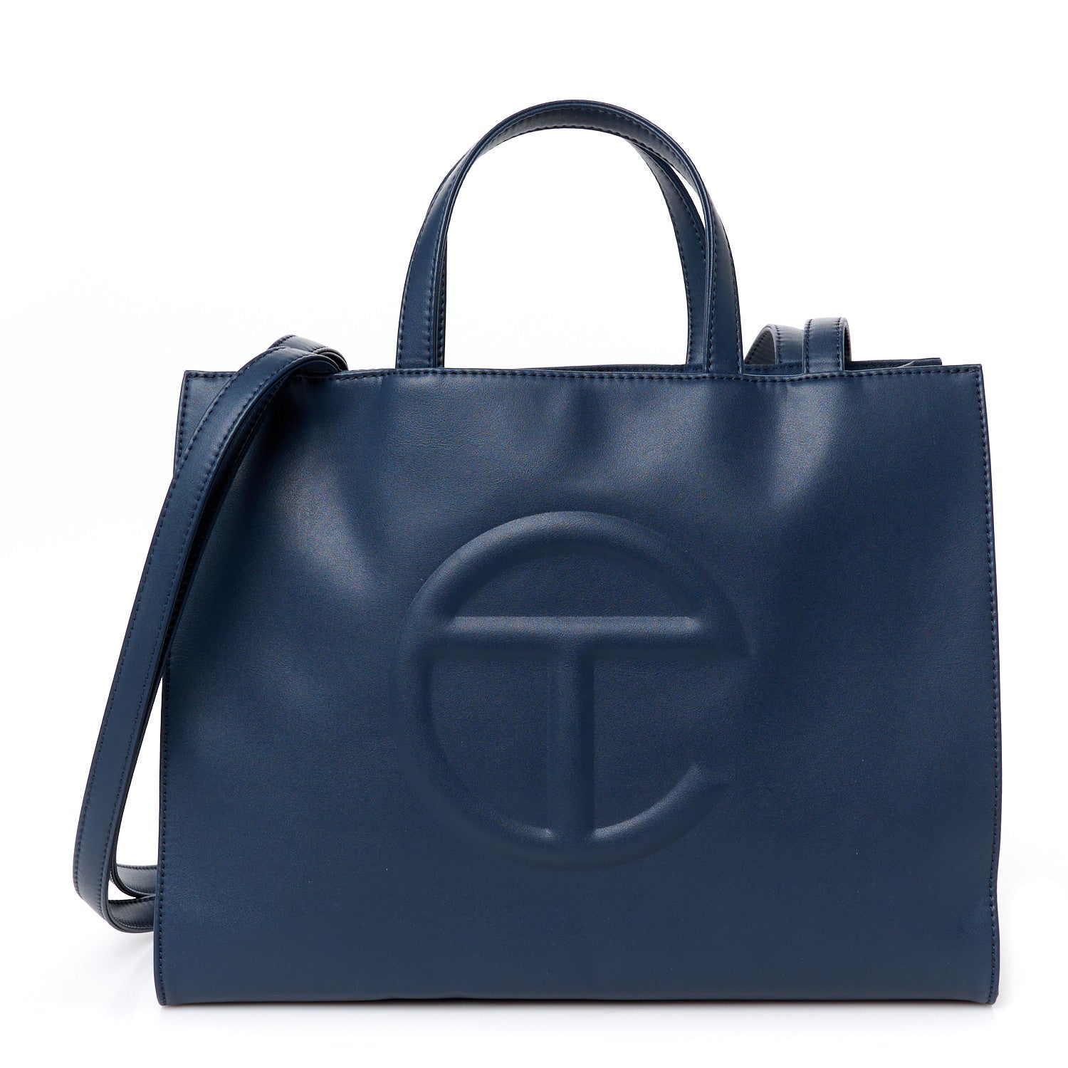 Telfar Vegan Leather Medium Shopping Bag  Navy 1 of 9