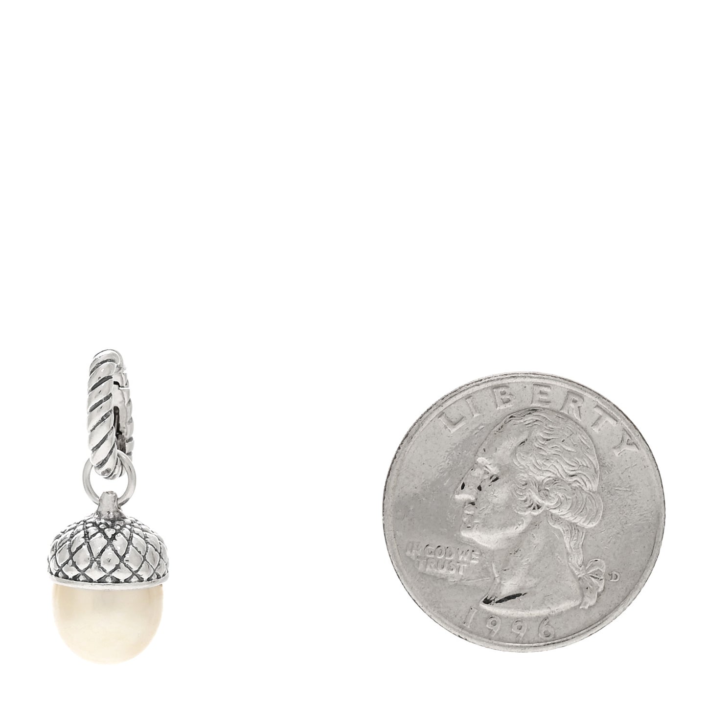 Sterling Silver Cultured Pearl Acorn Charm Pendant
