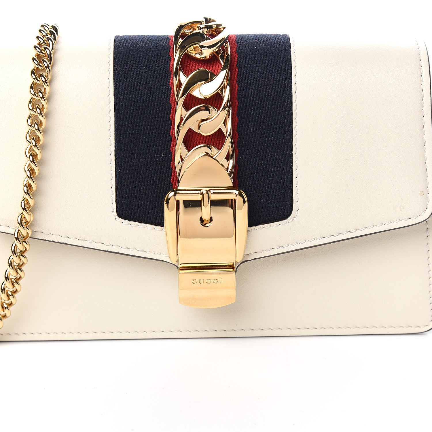 Gucci Calfskin Super Mini Sylvie Chain Shoulder Bag White 10 of 10