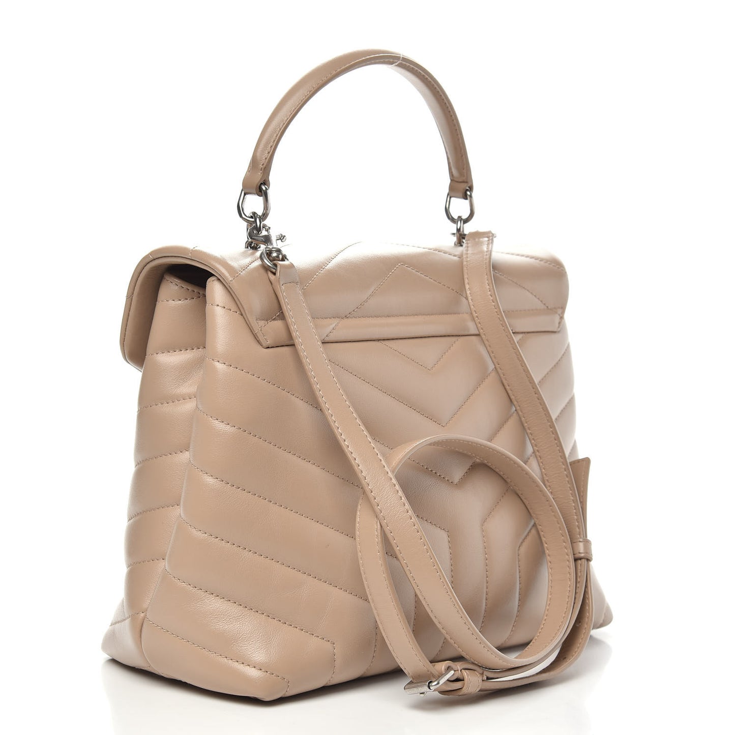 Calfskin Y Quilted Monogram Medium Loulou Satchel Dark Beige
