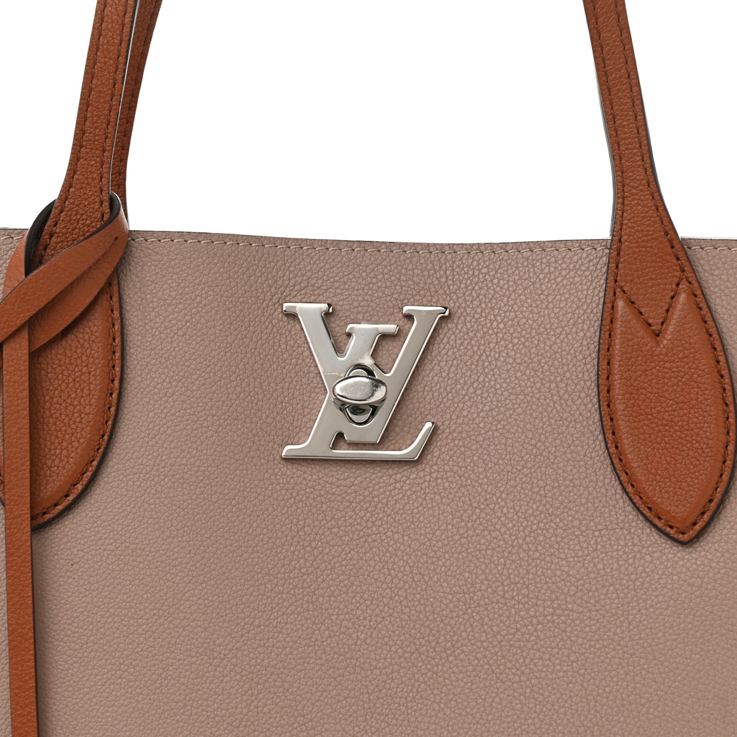 Calfskin Lockme Go Tote Vison