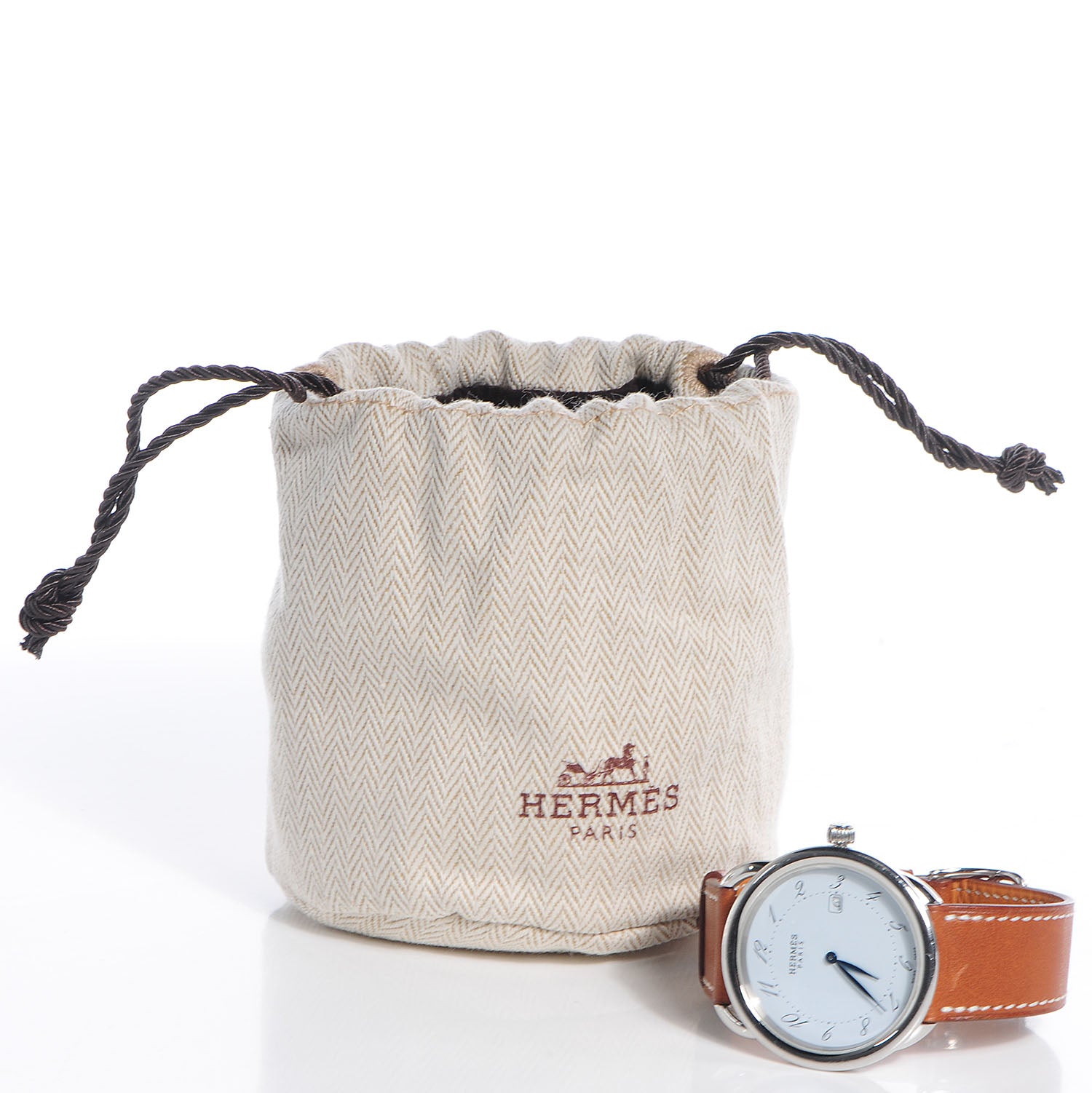 Hermes Stainless Steel Barenia 38mm Arceau Quartz Watch Fauve 5 of 8