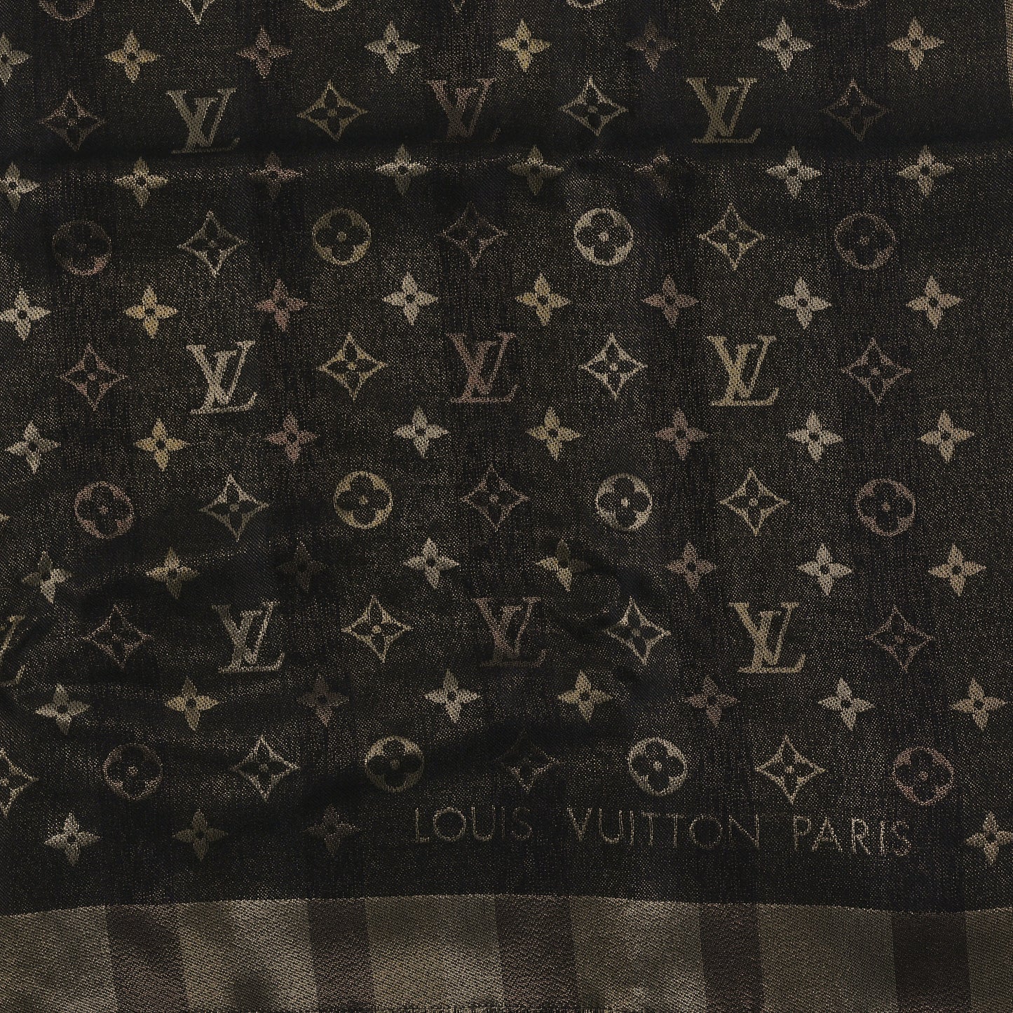 Silk Lurex Wool So Shine Monogram Shawl Black