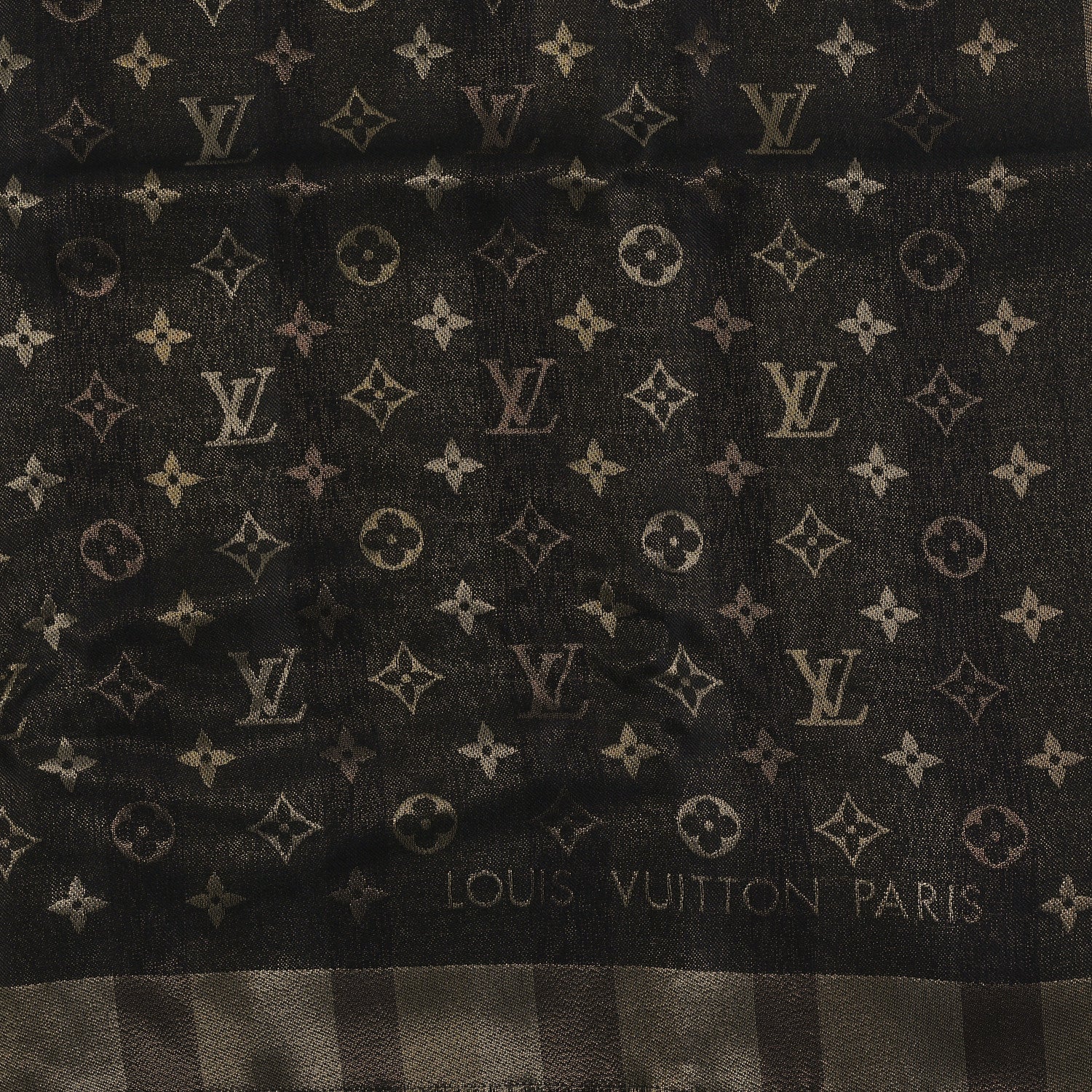 Louis Vuitton Silk Lurex Wool So Shine Monogram Shawl Black 2 of 3