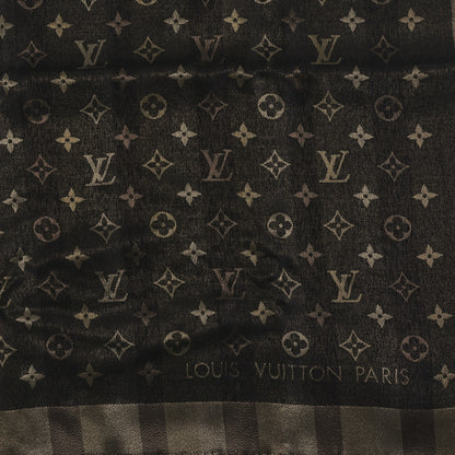 Louis Vuitton Silk Lurex Wool So Shine Monogram Shawl Black 2 of 3