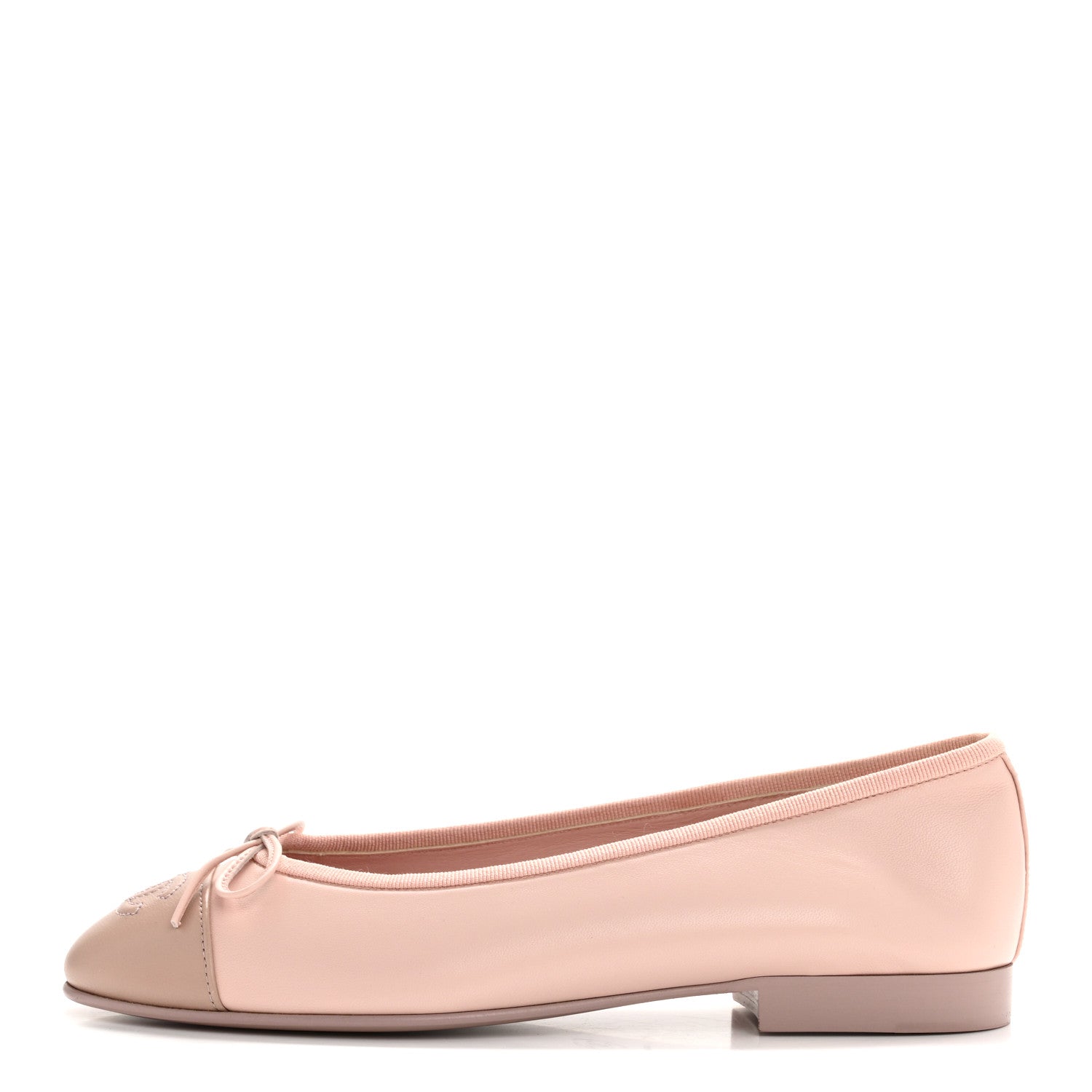 Chanel Lambskin Cap Toe CC Ballerina Flats 37 Light Pink Dark Pink 1 of 10