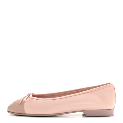Chanel Lambskin Cap Toe CC Ballerina Flats 37 Light Pink Dark Pink 1 of 10