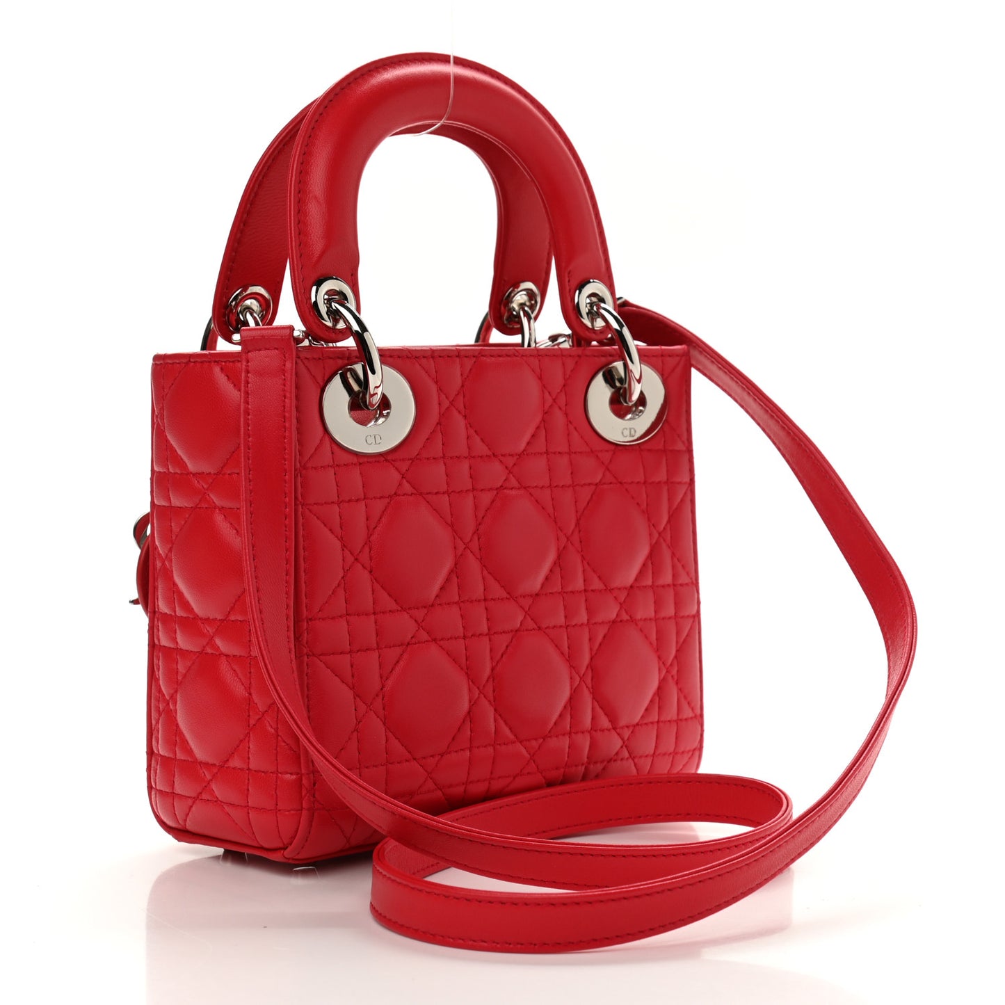 Lambskin Cannage Mini Lady Dior Geranium