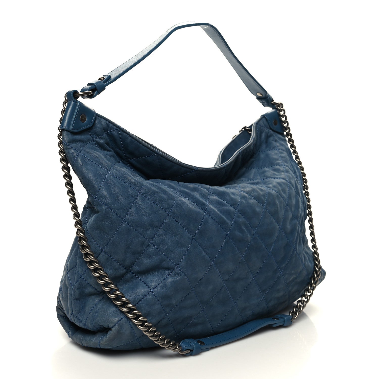 Chanel Iridescent Calfskin Quilted Daily Hobo Blue 3 of 12