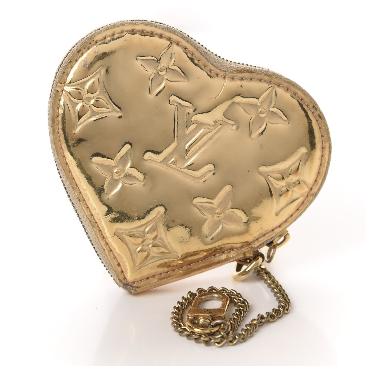 Louis Vuitton Monogram Miroir Heart Coin Purse Gold 3 of 9