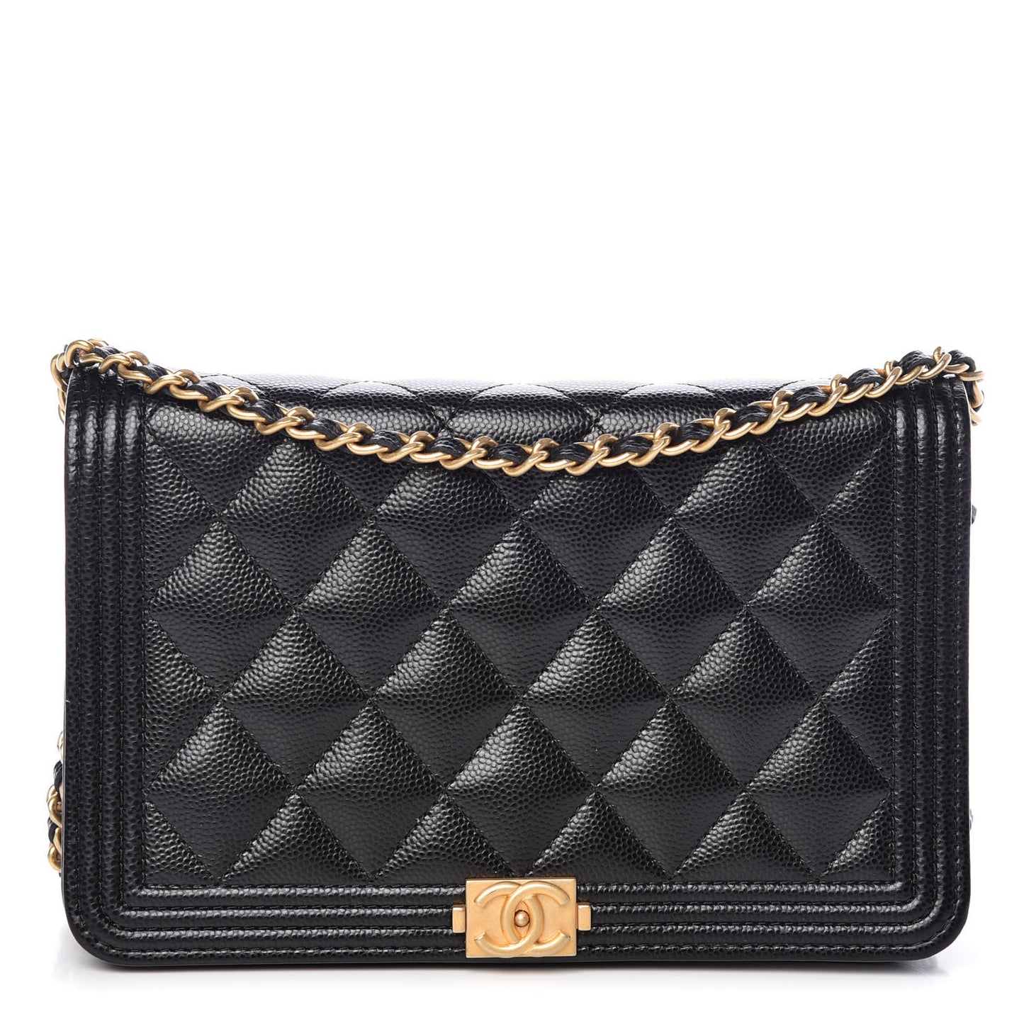 Caviar Quilted Boy Wallet On Chain WOC Black
