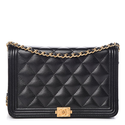 Chanel Caviar Quilted Boy Wallet On Chain WOC Black 1 of 12